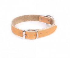 11999 leren halsband gevoerd met vilt - naturel - 1,0 x 27 cm (16-20 cm)