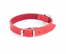 13603 Lederen halsband, gevoerd met vilt - 1,0X24CM - rood