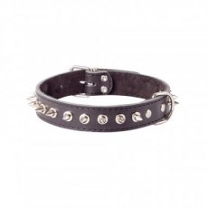 12151 12151 LEATHER SUEDE-LINED COLLAR WITH STUDS 3x55CM BLACK