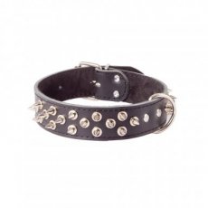 12153 12153 LEATHER SUEDE-LINED COLLAR WITH STUDS 4,0x60CM BLACK