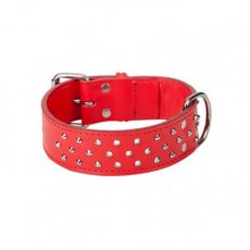 12106 12106 LTH COLLAR TRIPPLE STUDDED 5,0X60CM RED