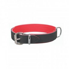 11414 EXCLUSIVE LEATHER COLLAR BLACK&RED,  25 MM X 50 CM