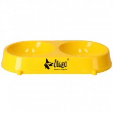 14854 PLASTIC BOWL FOR CAT/ DOG, DOUBLE, YELLOW