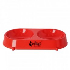 14856 14856 PLASTIC BOWL FOR CAT/ DOG, DOUBLE, RED