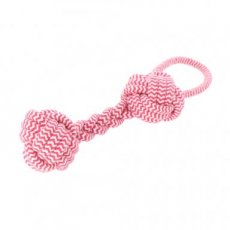 17436 17436 CORD DOG TOY BONE + HANDLE PINK