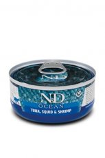 825400 N&D Ocean Wet Cat Tuna with Squid  24 x 70 gram