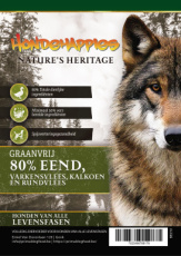 Hondehappies Nature's Heritage 80% eend, varkensvlees, kalkoen en rund - 2 kg