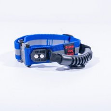 nylon halsband 40 mm - cobra sluiting - 39-60 cm - blauw - handvat + reflector