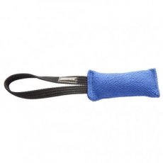 Nylon bijtworst met 1 handvat - 7 x 28 cm - blauw