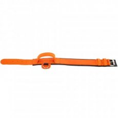 lederen halsband met handvat 'DRAGO'  48-56 CM - oranje